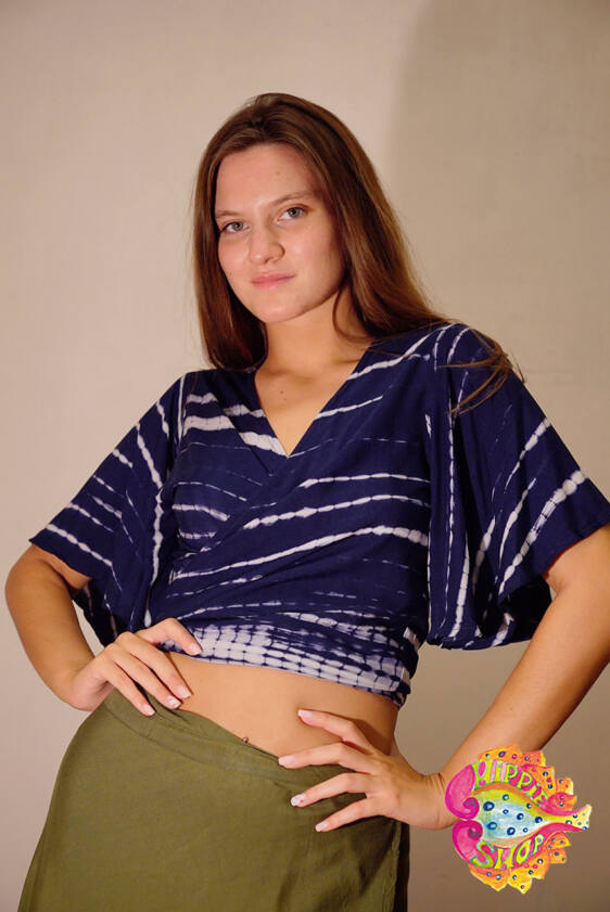 Μπλουζάκι δετό μπλε-λευκό