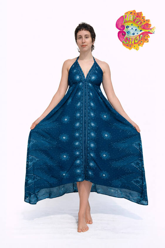 Φόρεμα μακρύ ασύμμετρο μπλε.