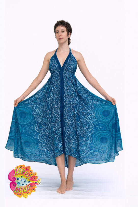 Φόρεμα μακρύ ασύμμετρο μπλε.