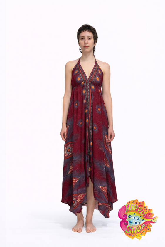 Φόρεμα μακρύ ασύμμετρο μπορντό