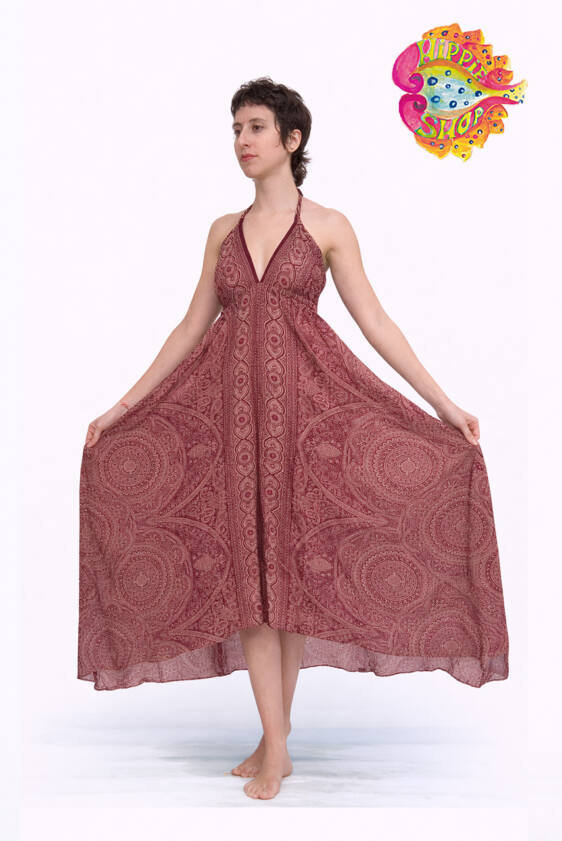 Φόρεμα μακρύ ασύμμετρο μπόρντο.