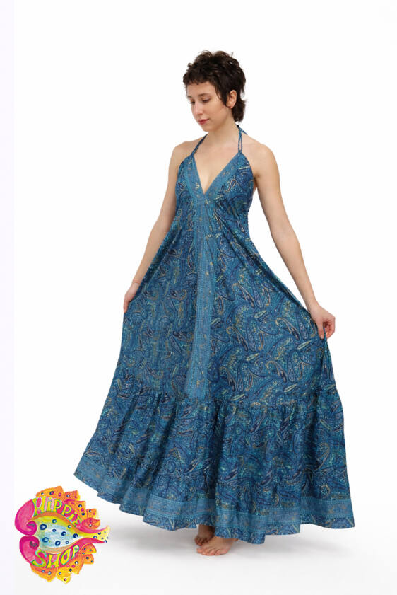 Φόρεμα μακρύ ασύμμετρο μπλε.